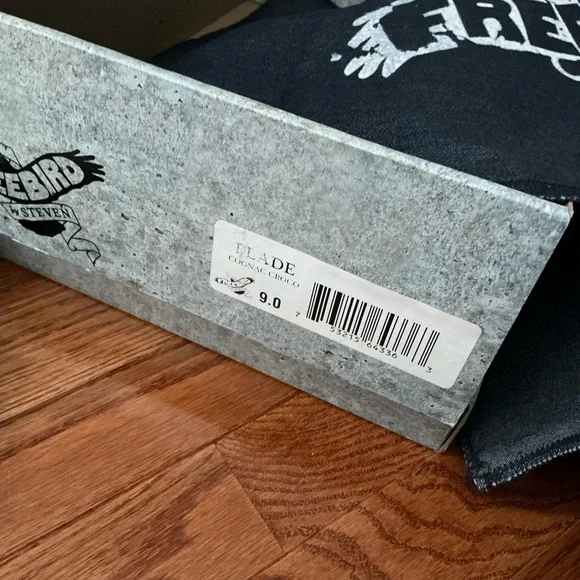 NIB Freebird by Steven Cognac  Croc-Texture Blade Ankle Booties - Picture 2 of 5